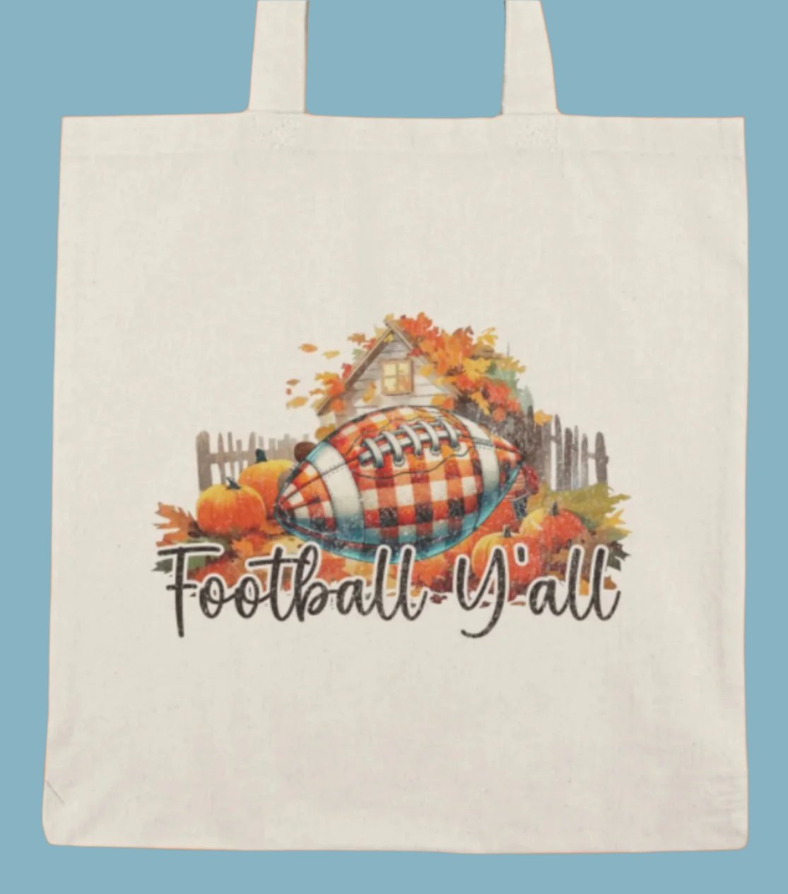 Tote, Autumn, Football, Natural Canvas, Shopping Bag
