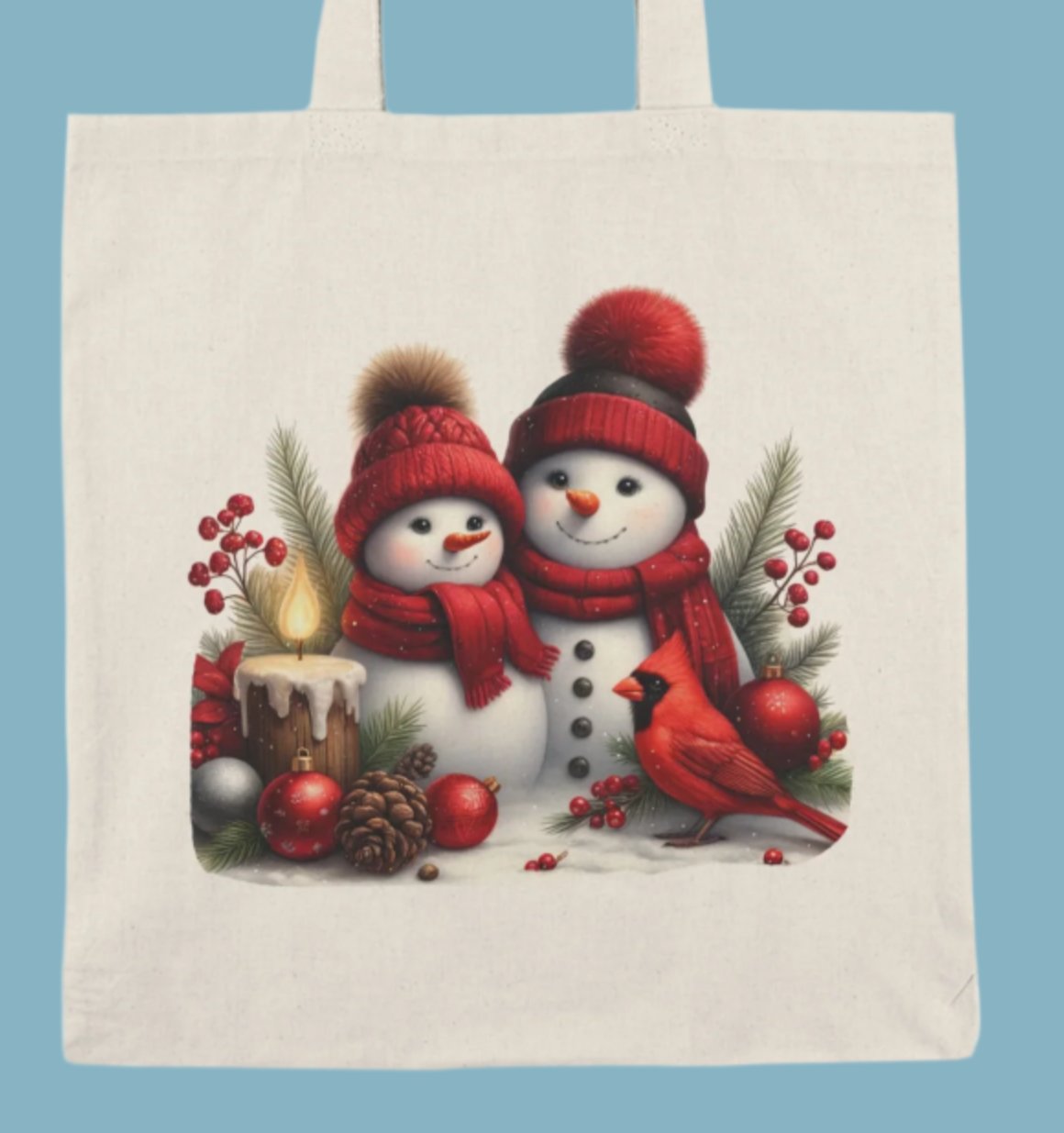 Shopping Bag, Christmas, Winter, Canvas, Natural, Tote, Carry All