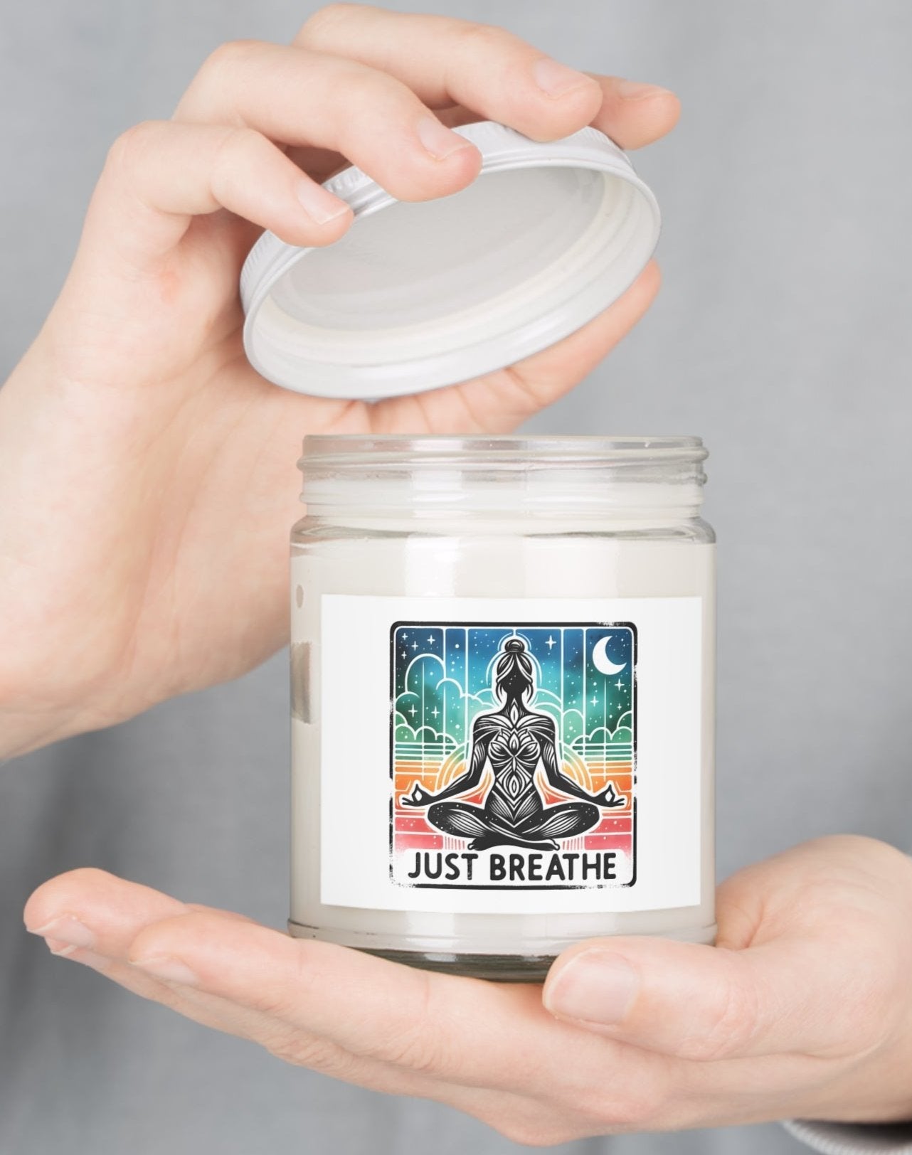 Candle, Jar, Just Breath, Yoga, Scented