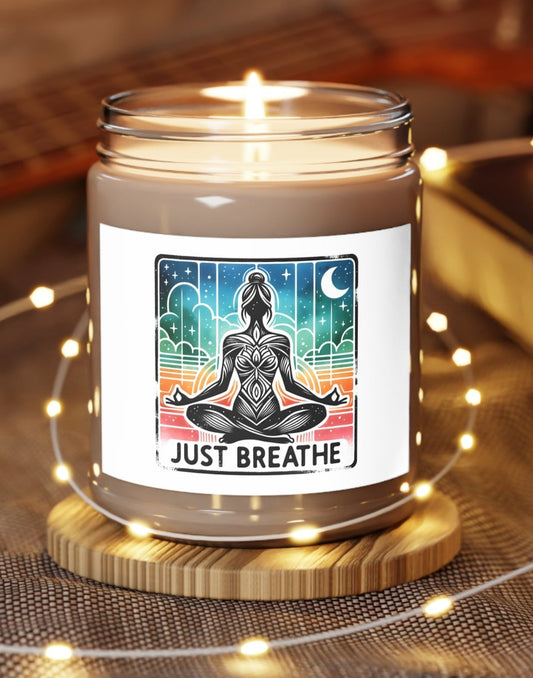 Candle, Jar, Just Breath, Yoga, Scented
