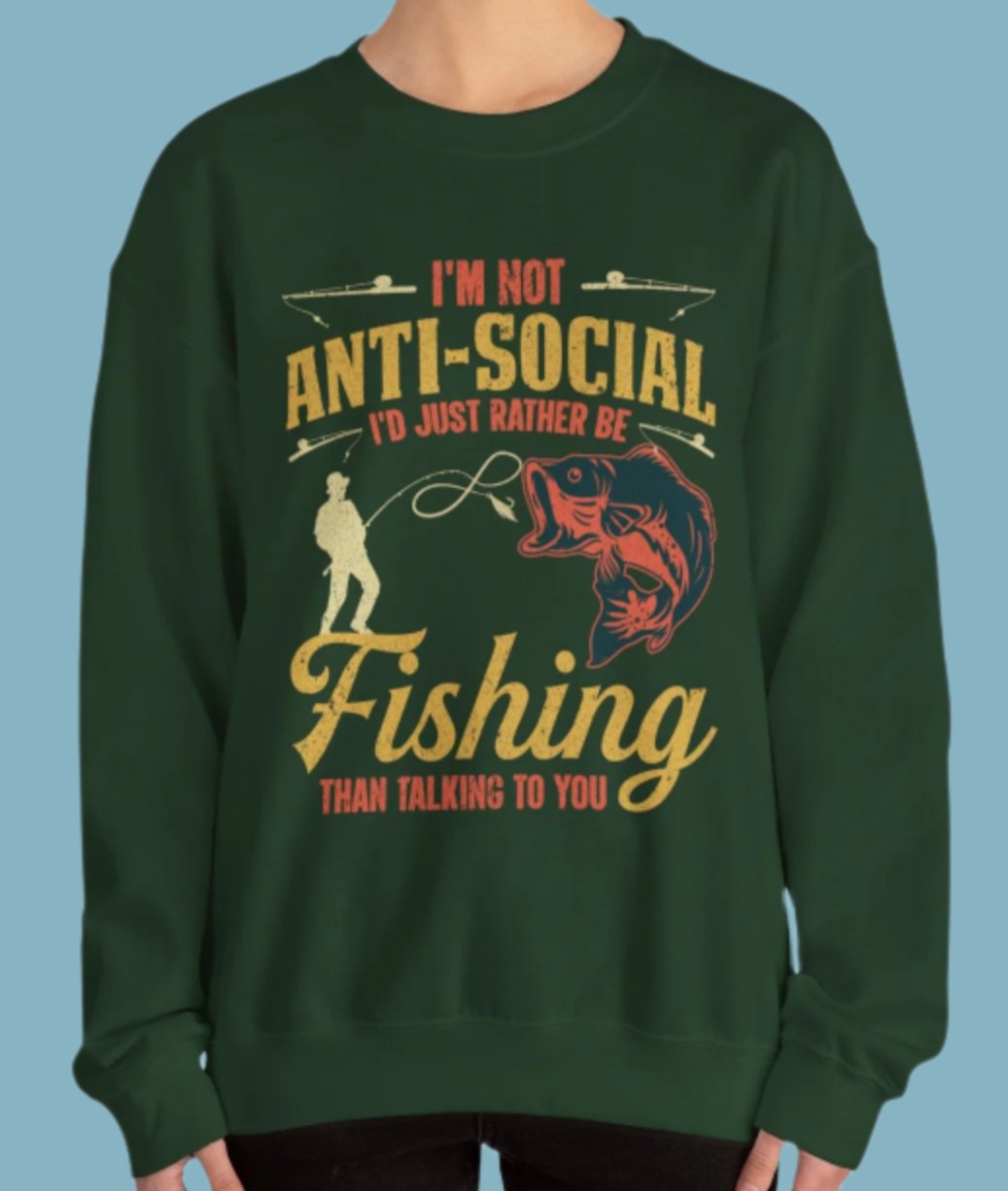 Sweater, Fishing, Crewneck, Sweatshirt
