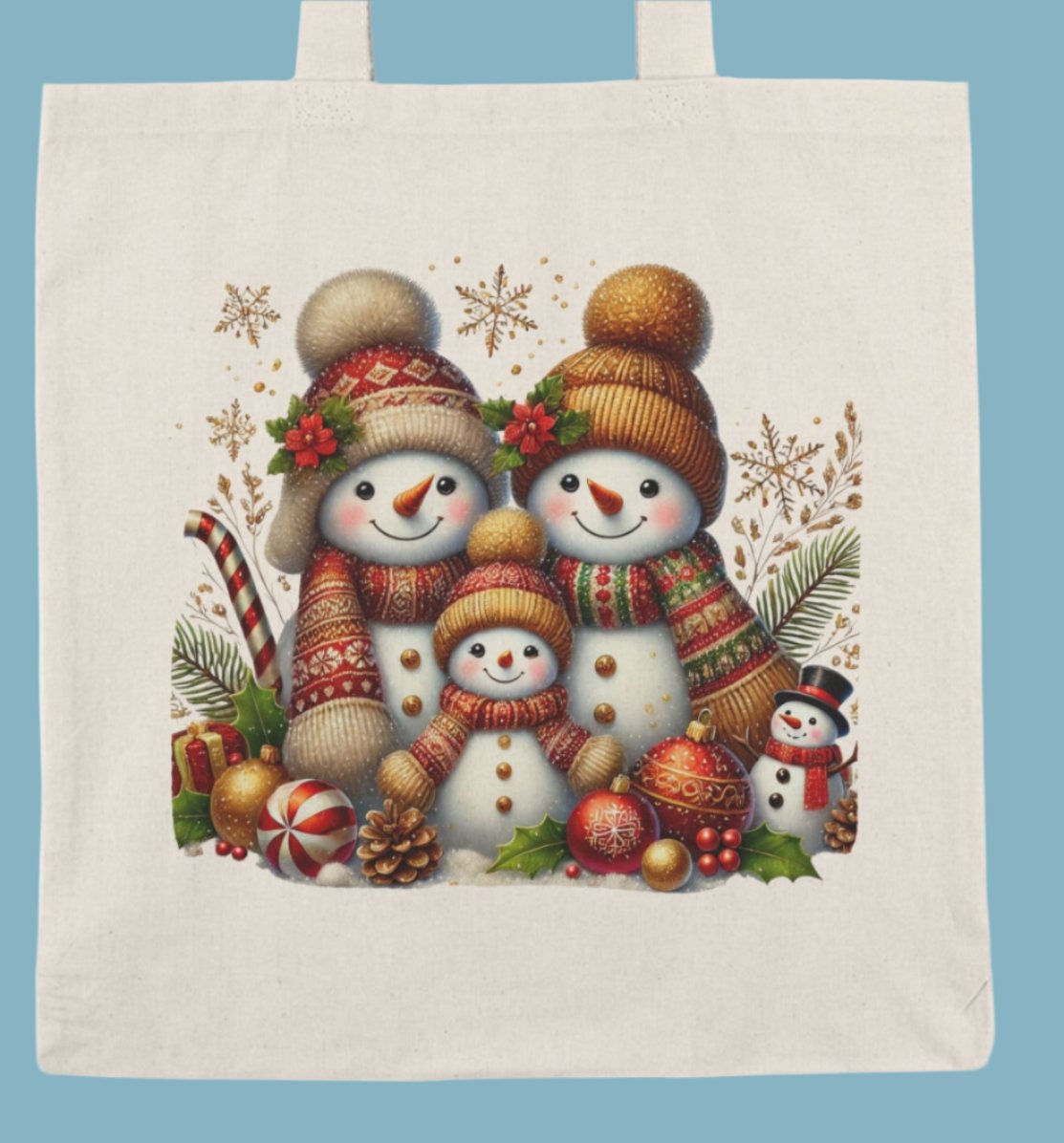 Shopping Bag, Christmas, Winter, Canvas, Natural, Tote, Carry All
