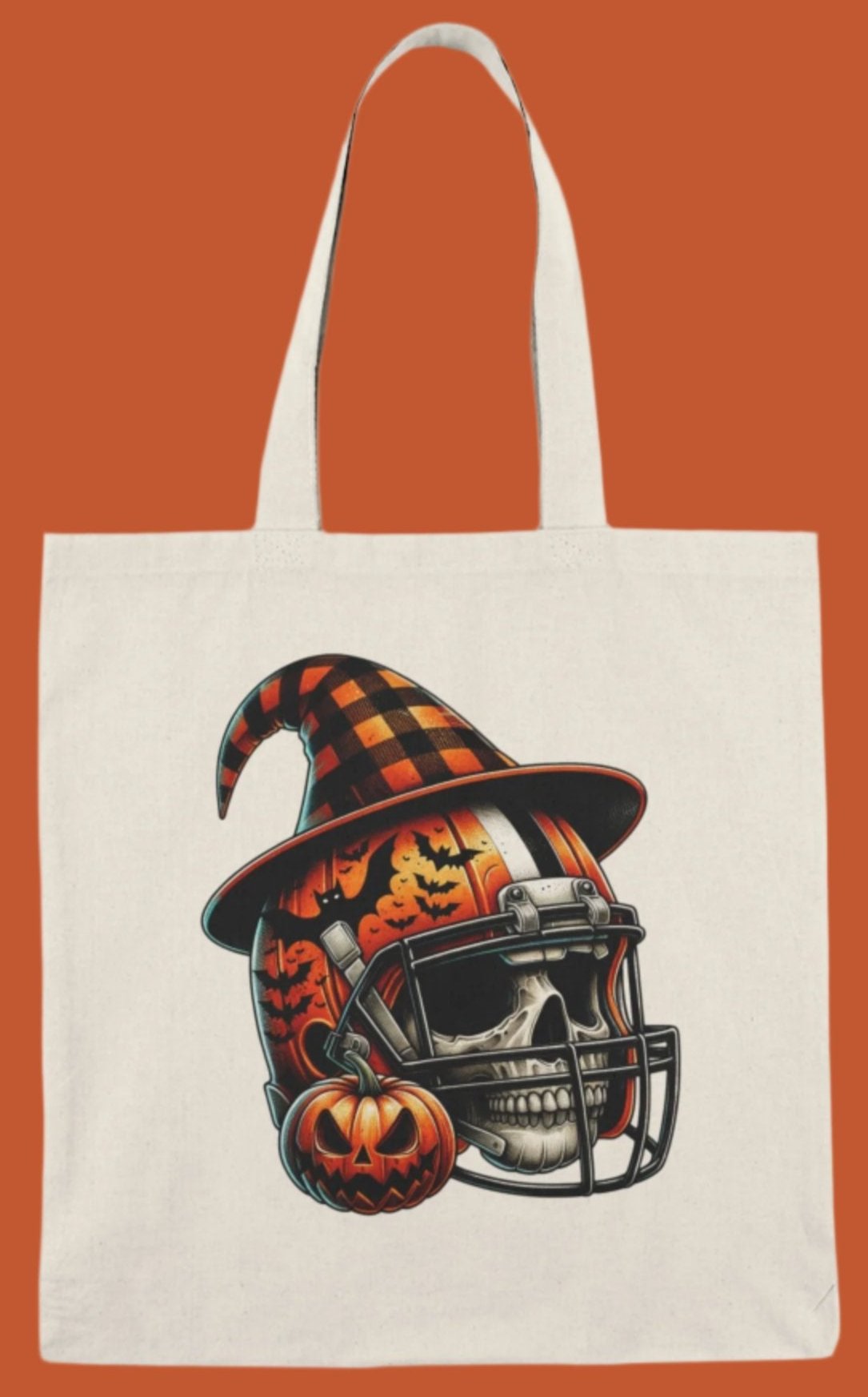 Tote, Hallowe'en, Football, Natural Canvas, Shopping Bag