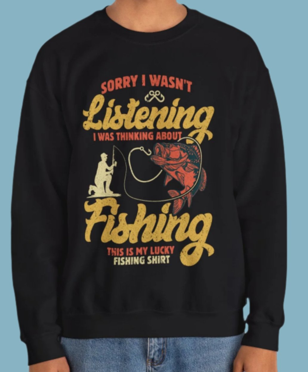 Sweater, Fishing, Crewneck, Sweatshirt