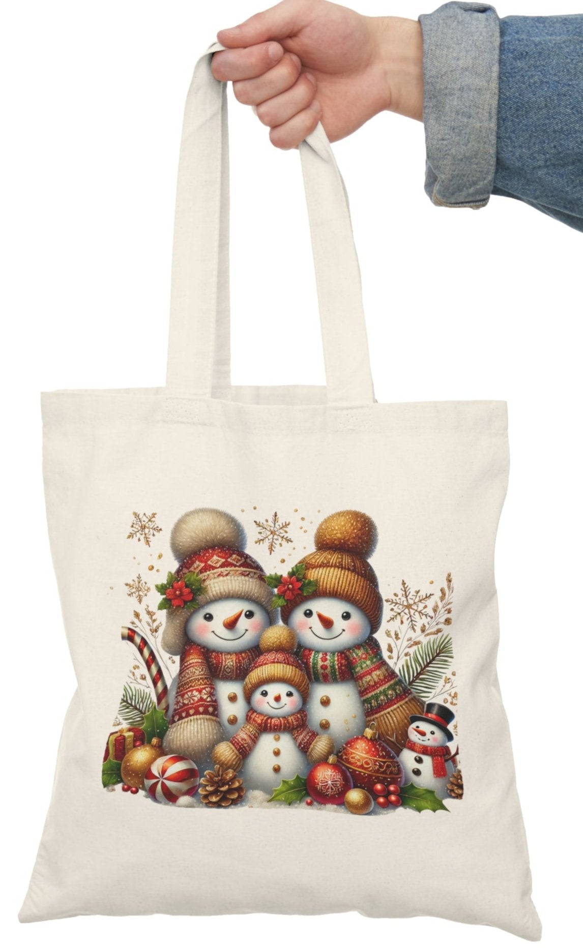 Shopping Bag, Christmas, Winter, Canvas, Natural, Tote, Carry All