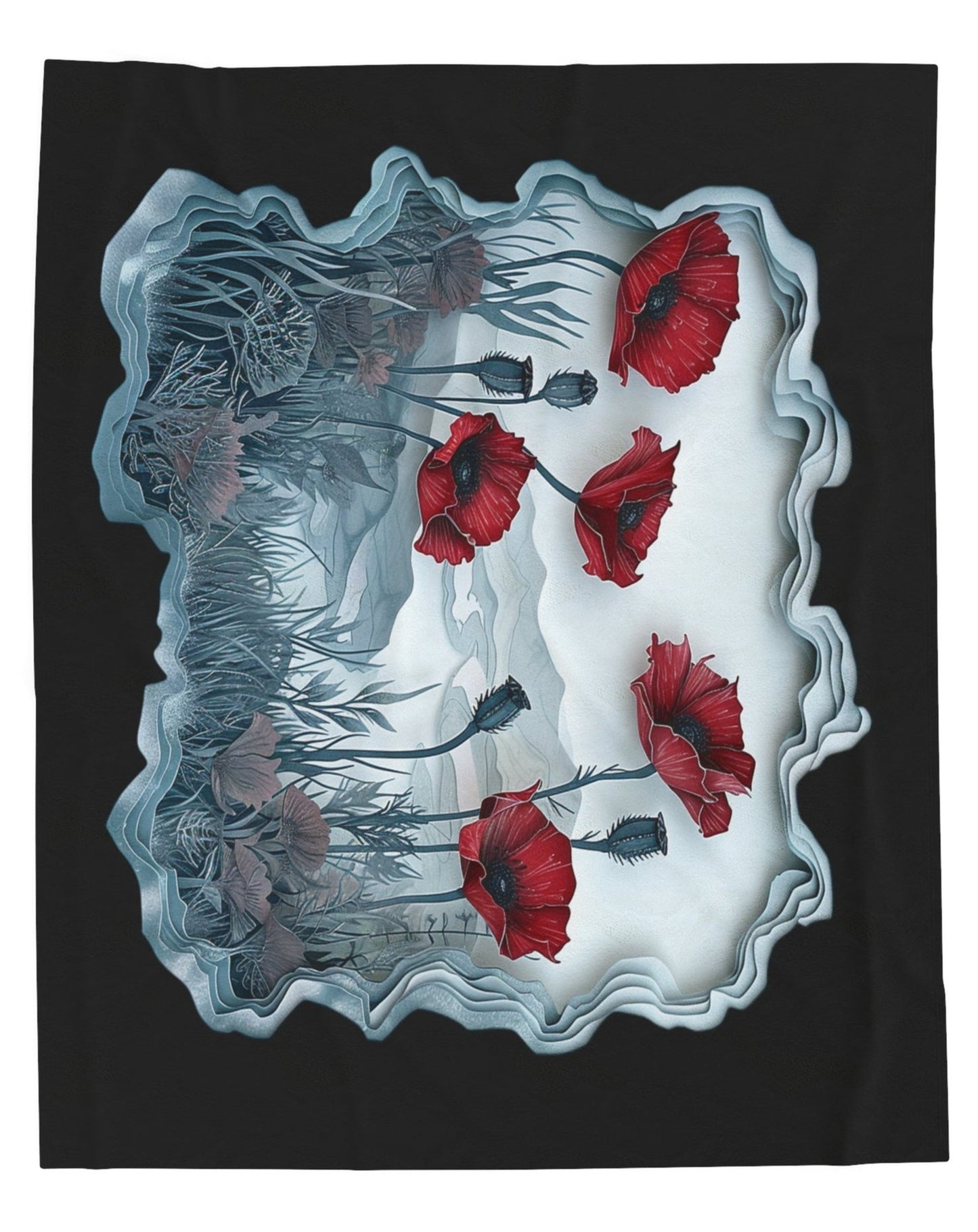 Throw, Poppies, Velveteen Plush, Blanket