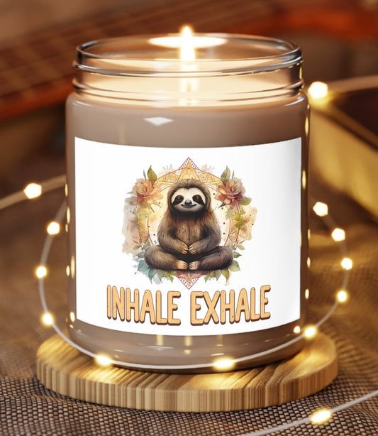 Candle, Jar, Sloth, Inhale Exhale, Scented