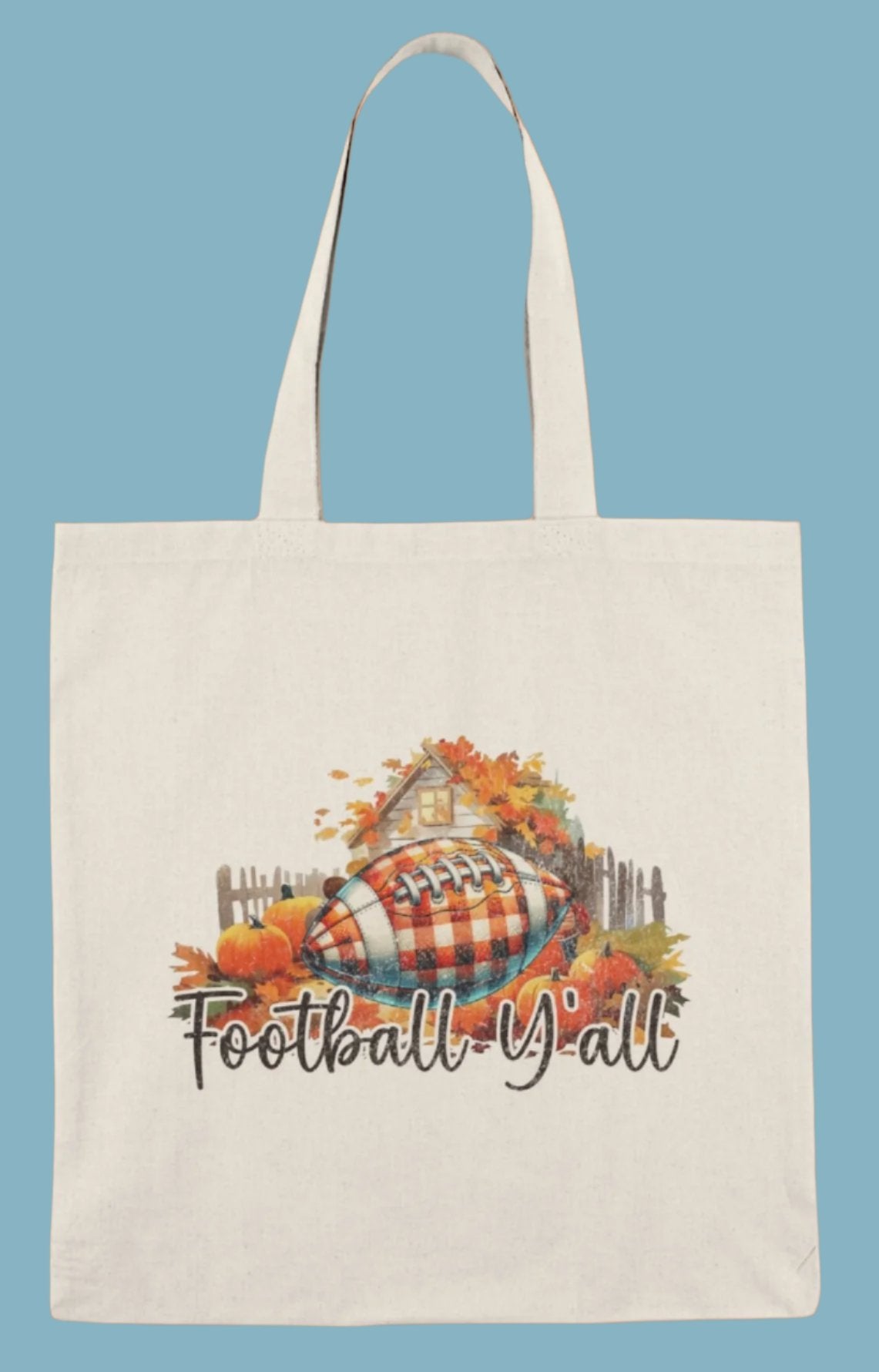 Tote, Autumn, Football, Natural Canvas, Shopping Bag