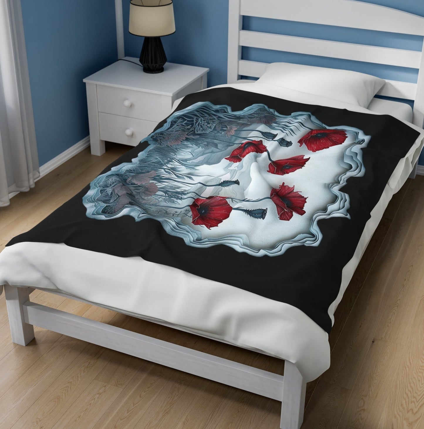 Throw, Poppies, Velveteen Plush, Blanket