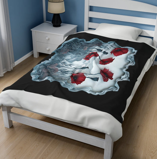 Throw, Poppies, Velveteen Plush, Blanket