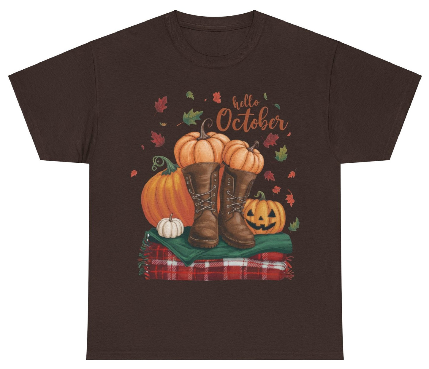 T-shirt, Autumn, Hello October, Fall, Cotton Tee