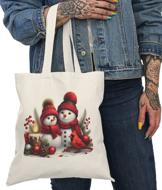 Shopping Bag, Christmas, Winter, Canvas, Natural, Tote, Carry All