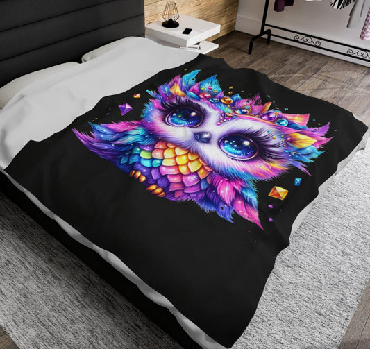 Throw, Owl, Velveteen Plush, Blanket