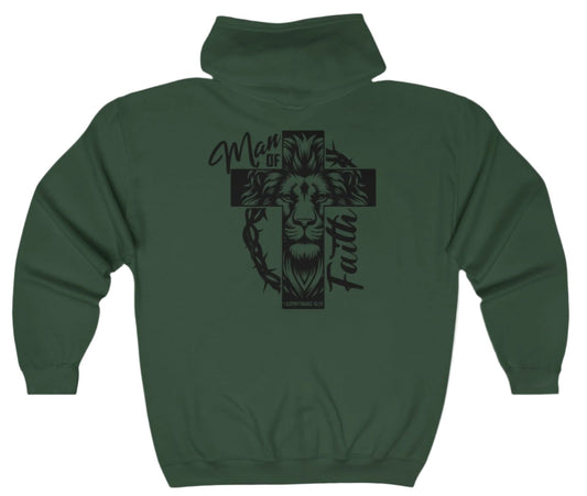 Zip Up, Hoodie, Zipper, Man of Faith, Hooded Sweatshirt
