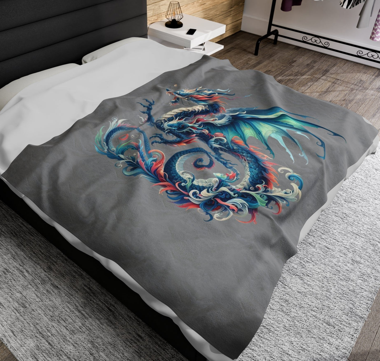 Throw, Dragon, Velveteen Plush, Blanket