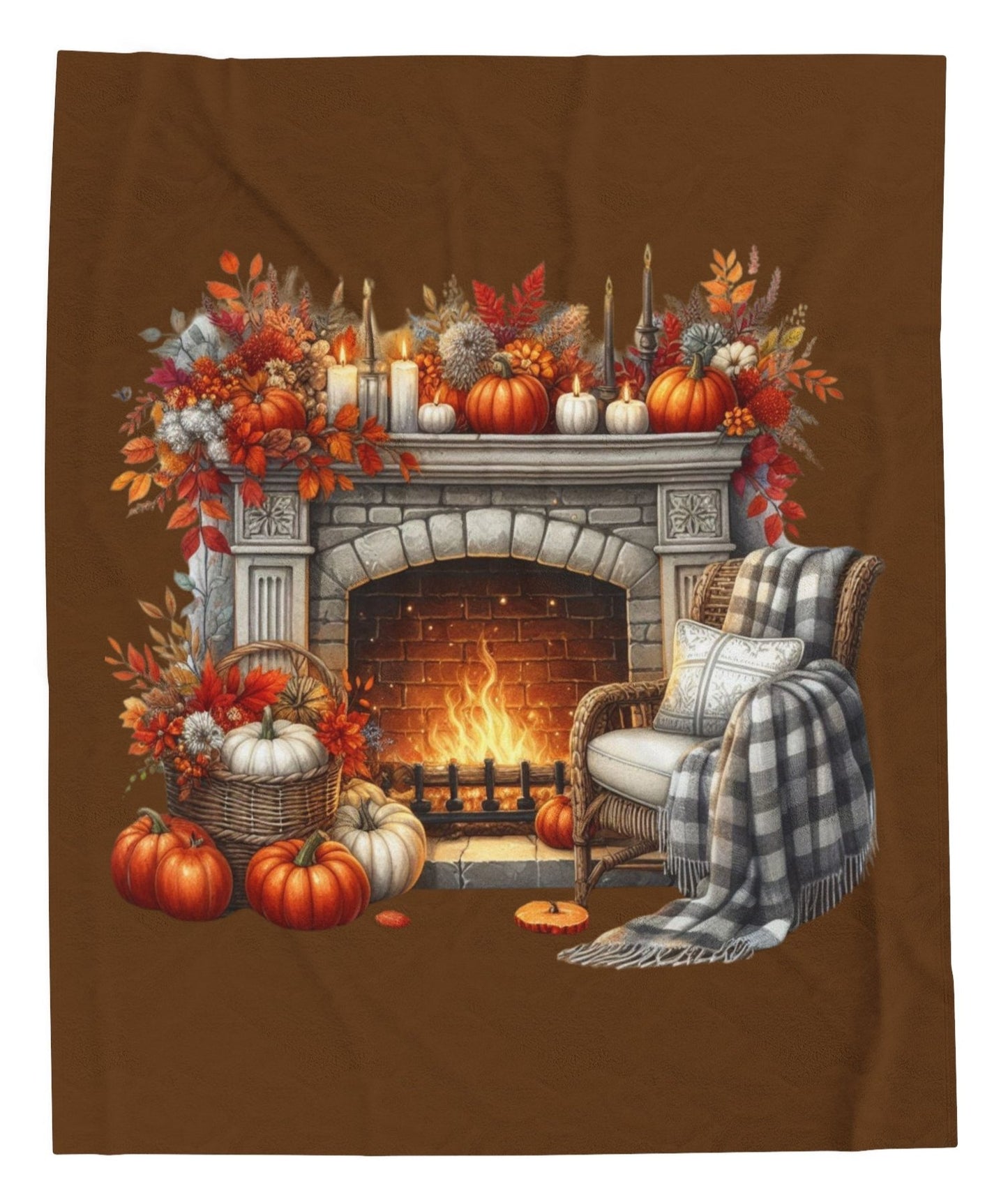 Throw, Autumn, Fireplace, Velveteen Plush, Blanket