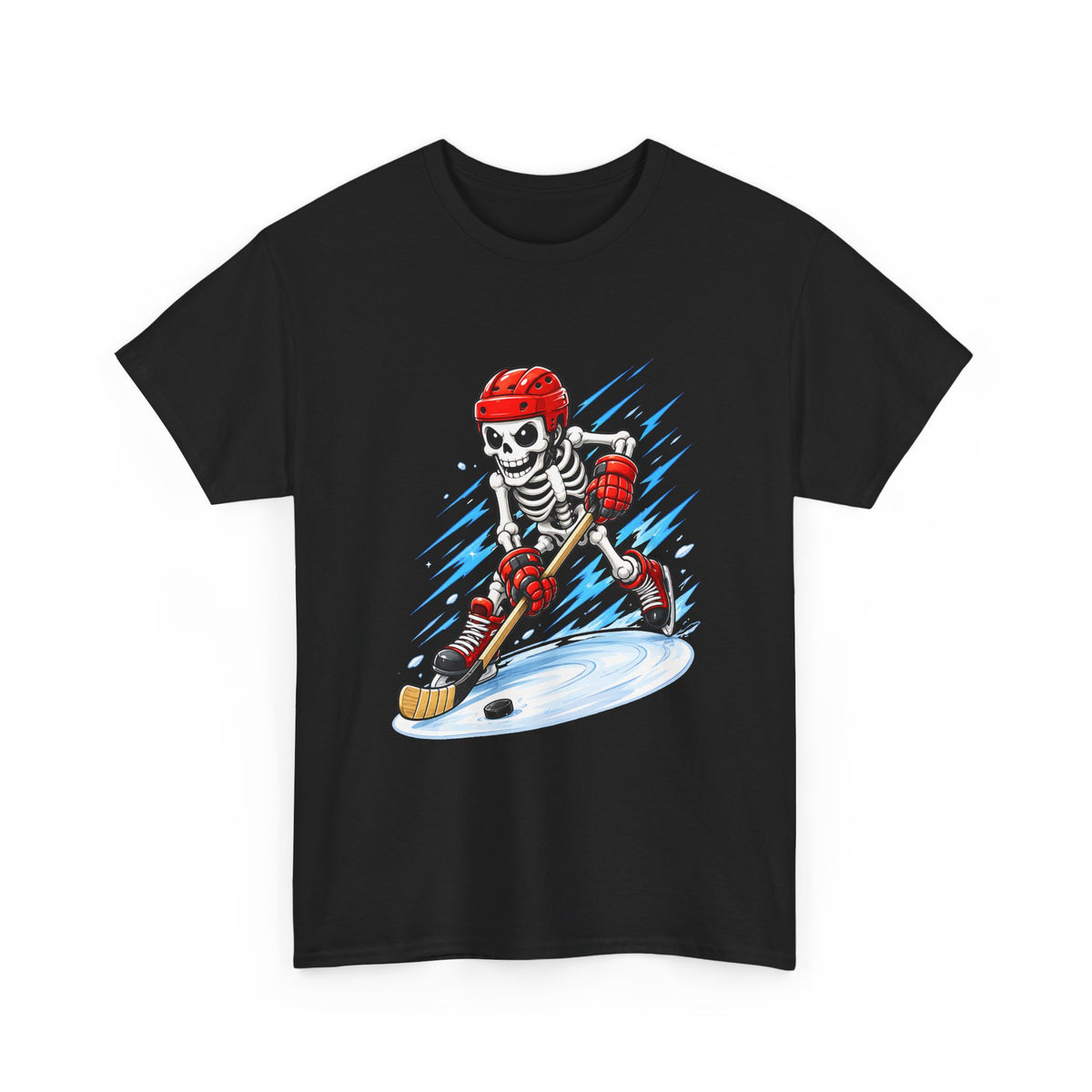 Hockey Skeleton Player T‑Shirt — Skull Ice Hockey Graphic Tee