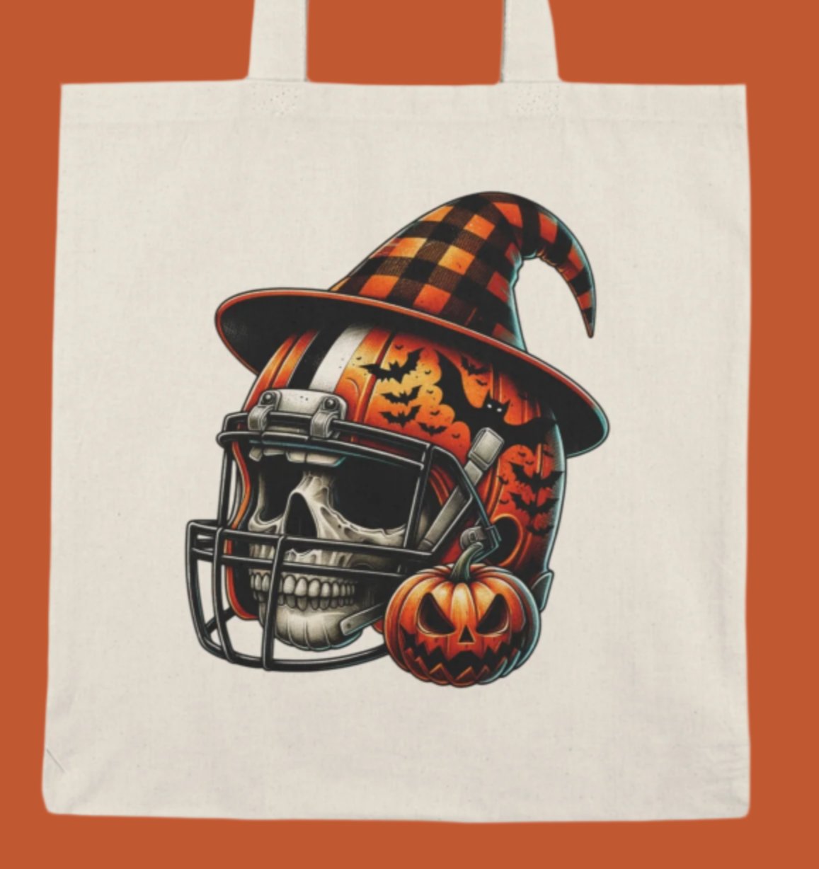 Tote, Hallowe'en, Football, Natural Canvas, Shopping Bag