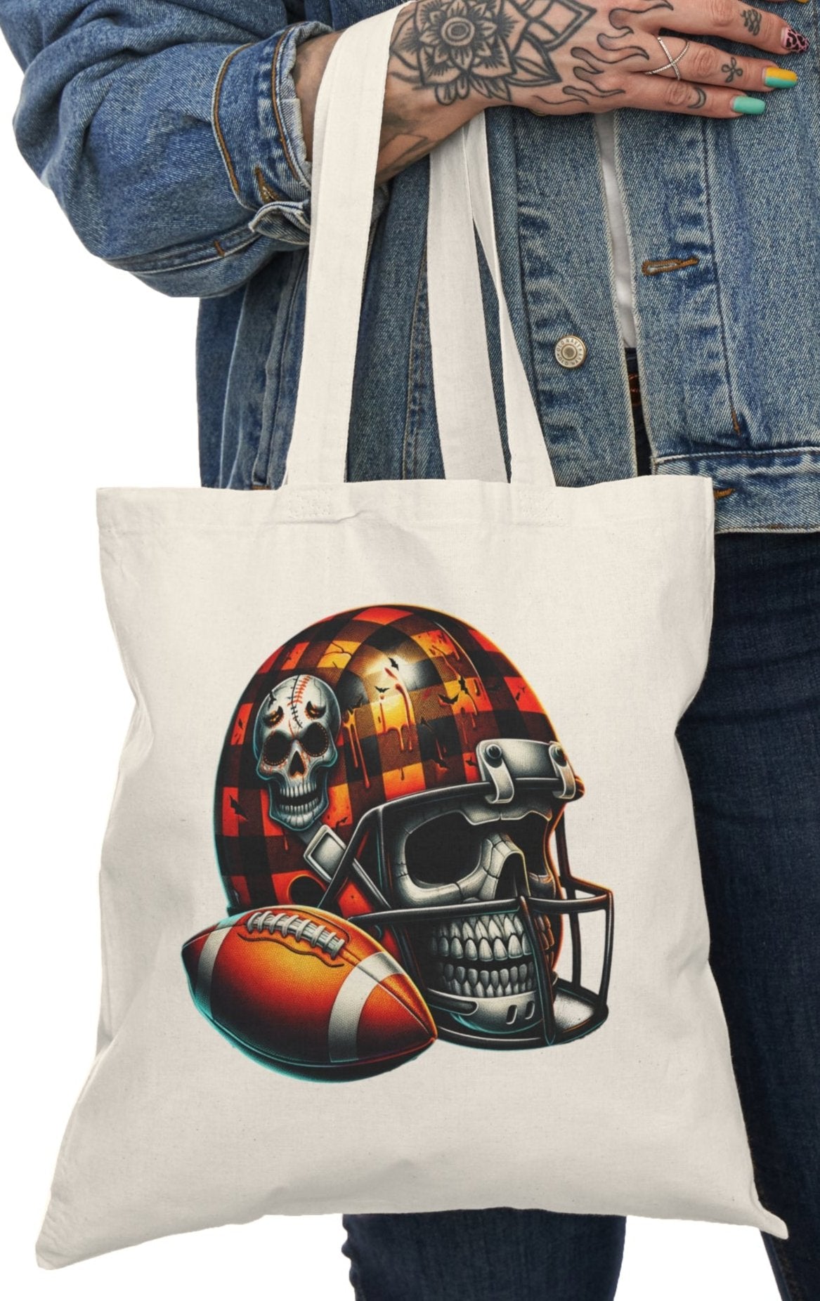Tote, Hallowe'en, Football, Natural Canvas, Shopping Bag