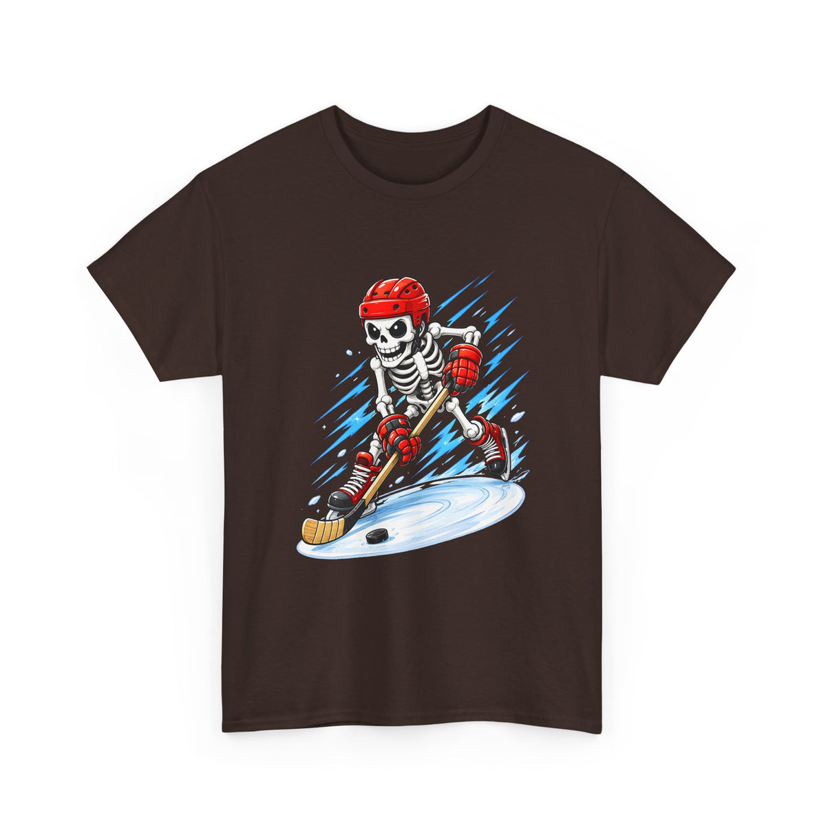 Hockey Skeleton Player T‑Shirt — Skull Ice Hockey Graphic Tee