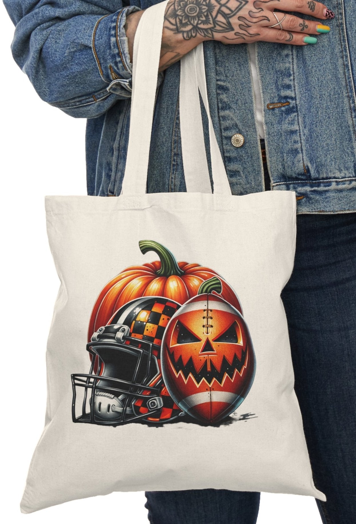 Tote, Hallowe'en, Football, Canvas Bag, Natural, Shopping Bag
