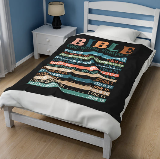 Throw, Bible, Velveteen Plush, Blanket