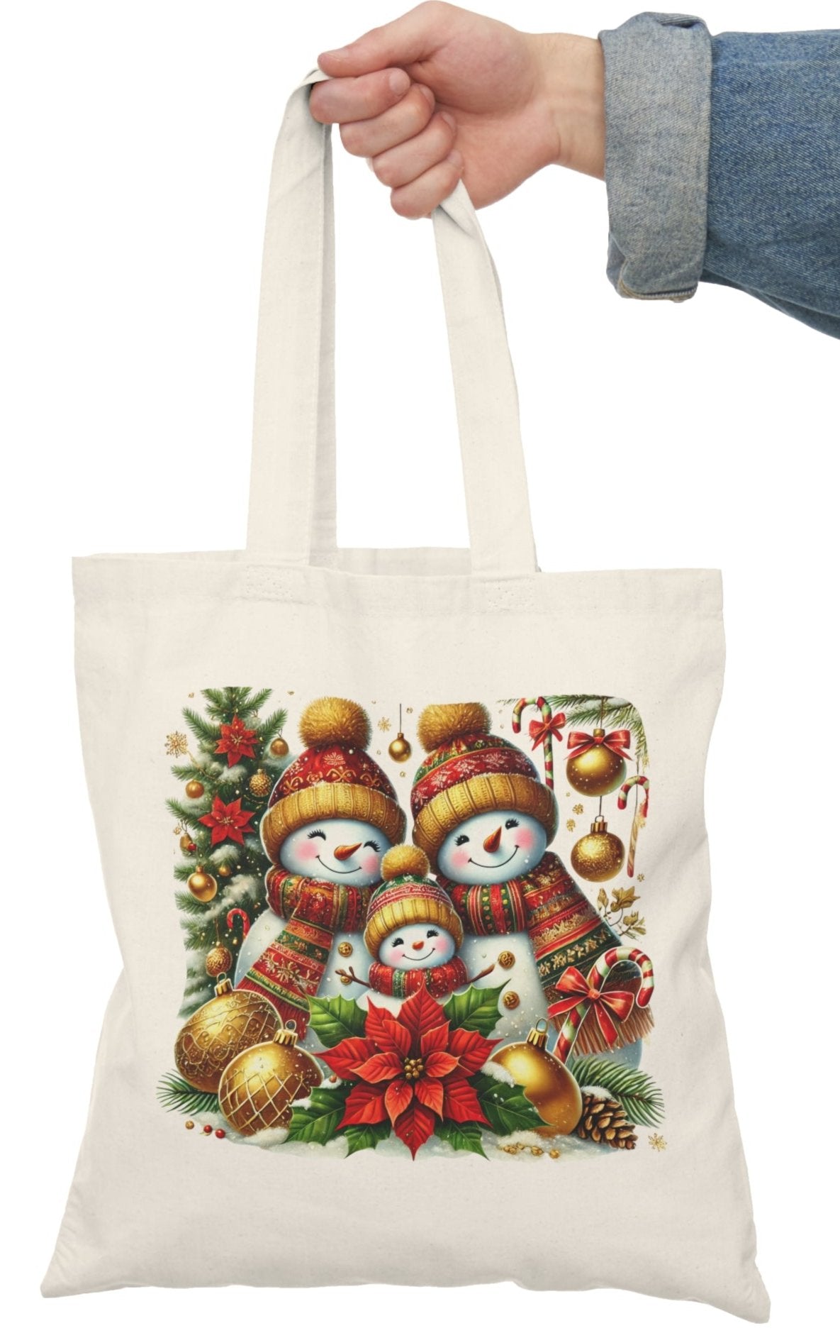 Shopping Bag, Christmas, Winter, Canvas, Natural, Tote, Carry All