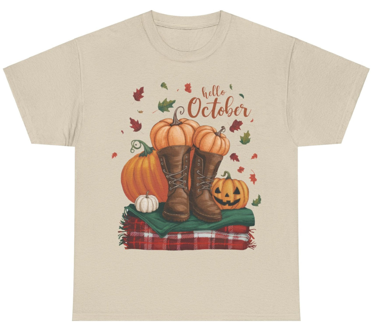 T-shirt, Autumn, Hello October, Fall, Cotton Tee