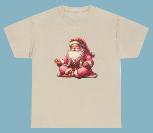T-shirt, Christmas, Santa Meditating, Cotton Tee