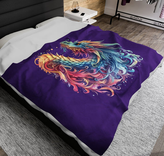 Throw, Dragon, Velveteen Plush, Blanket