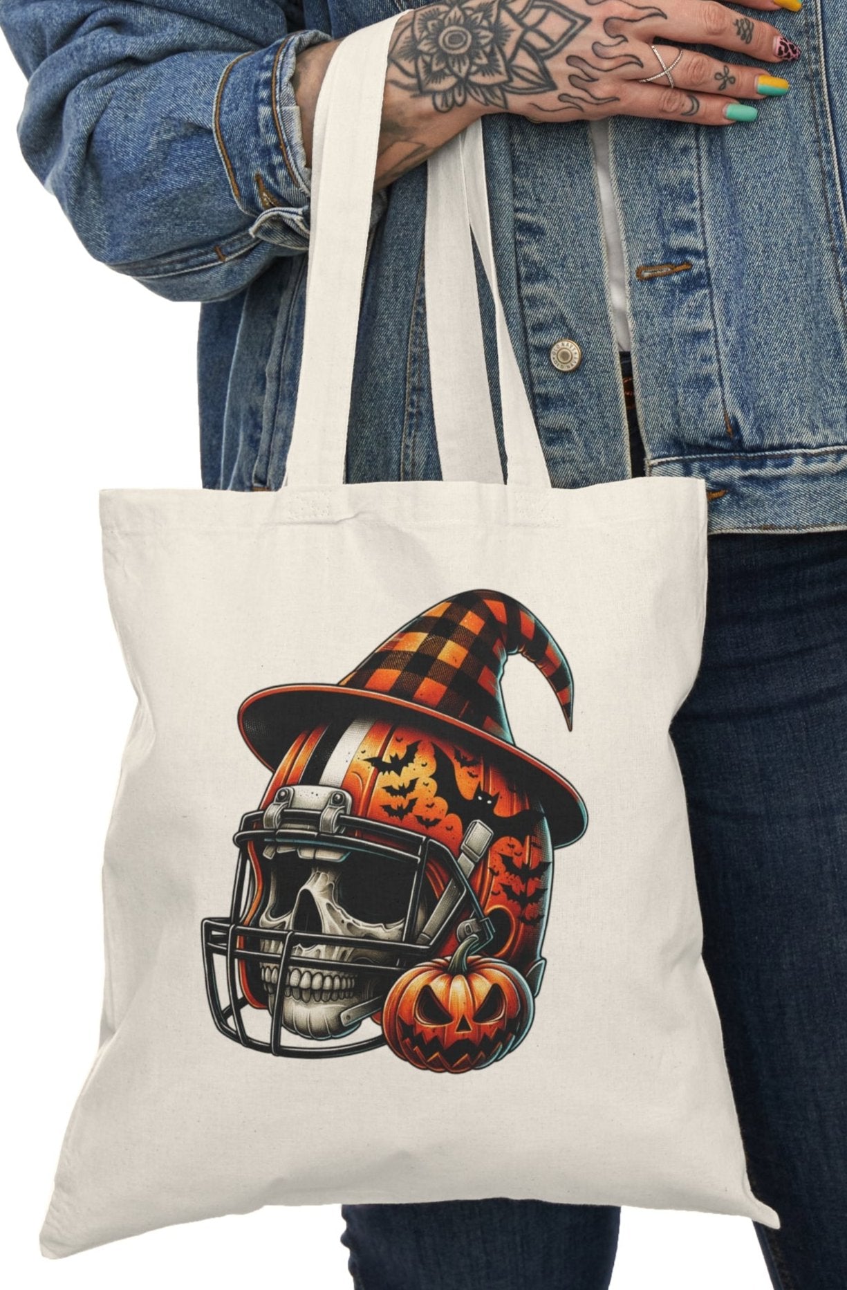 Tote, Hallowe'en, Football, Natural Canvas, Shopping Bag