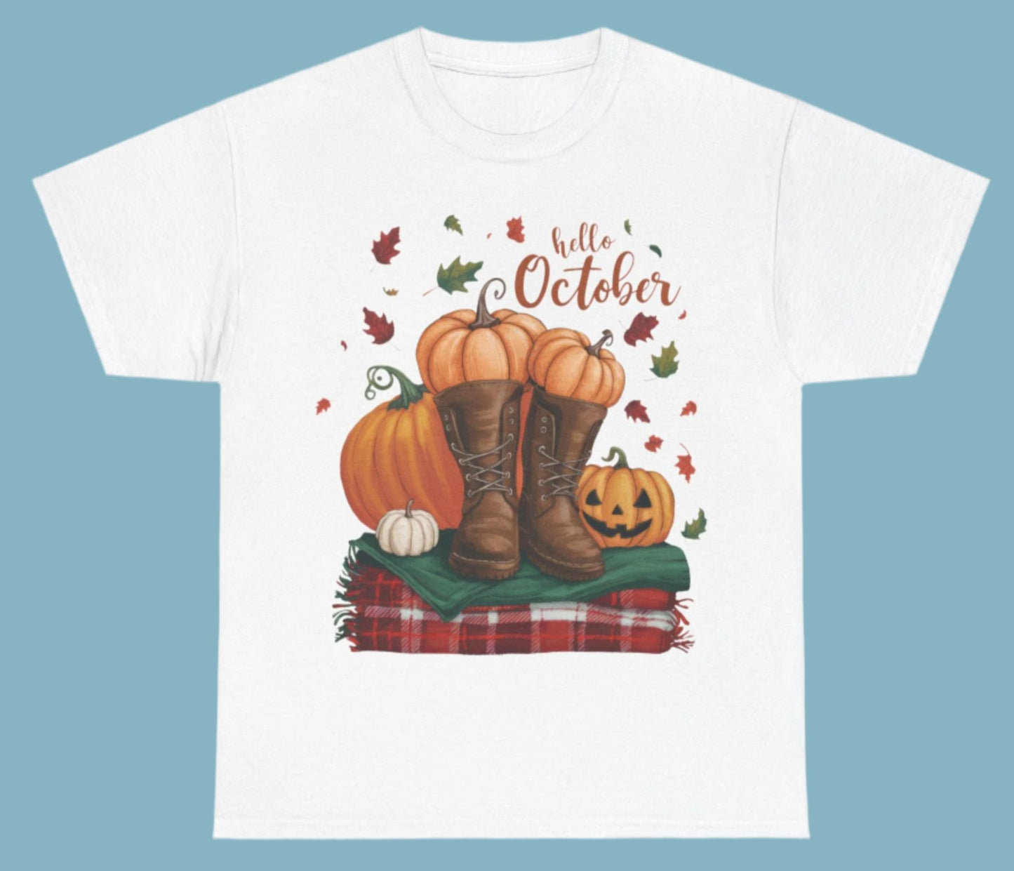 T-shirt, Autumn, Hello October, Fall, Cotton Tee