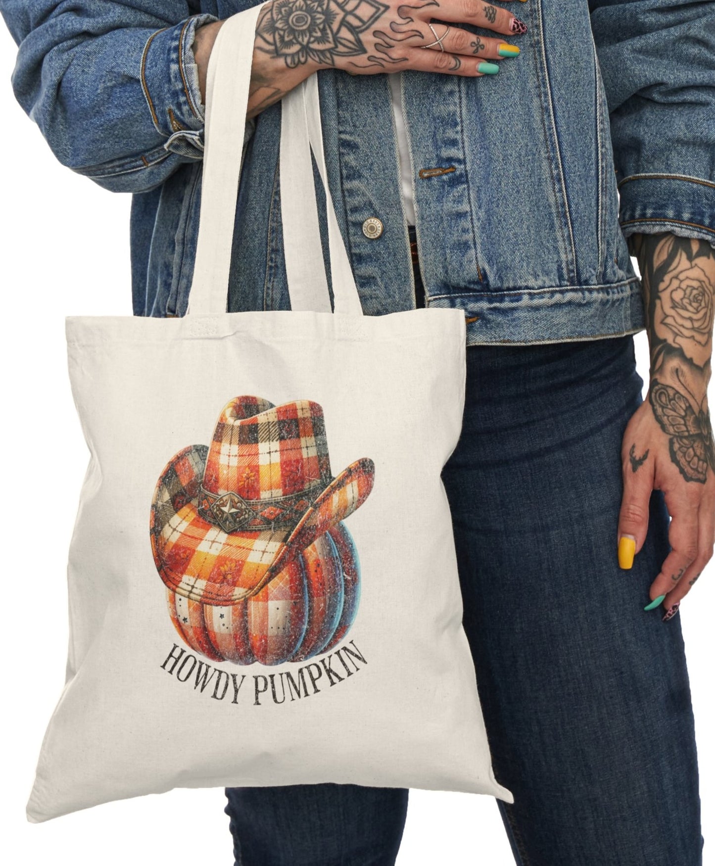 Tote, Autumn, Cowboy Hat, Natural Canvas, Shopping Bag