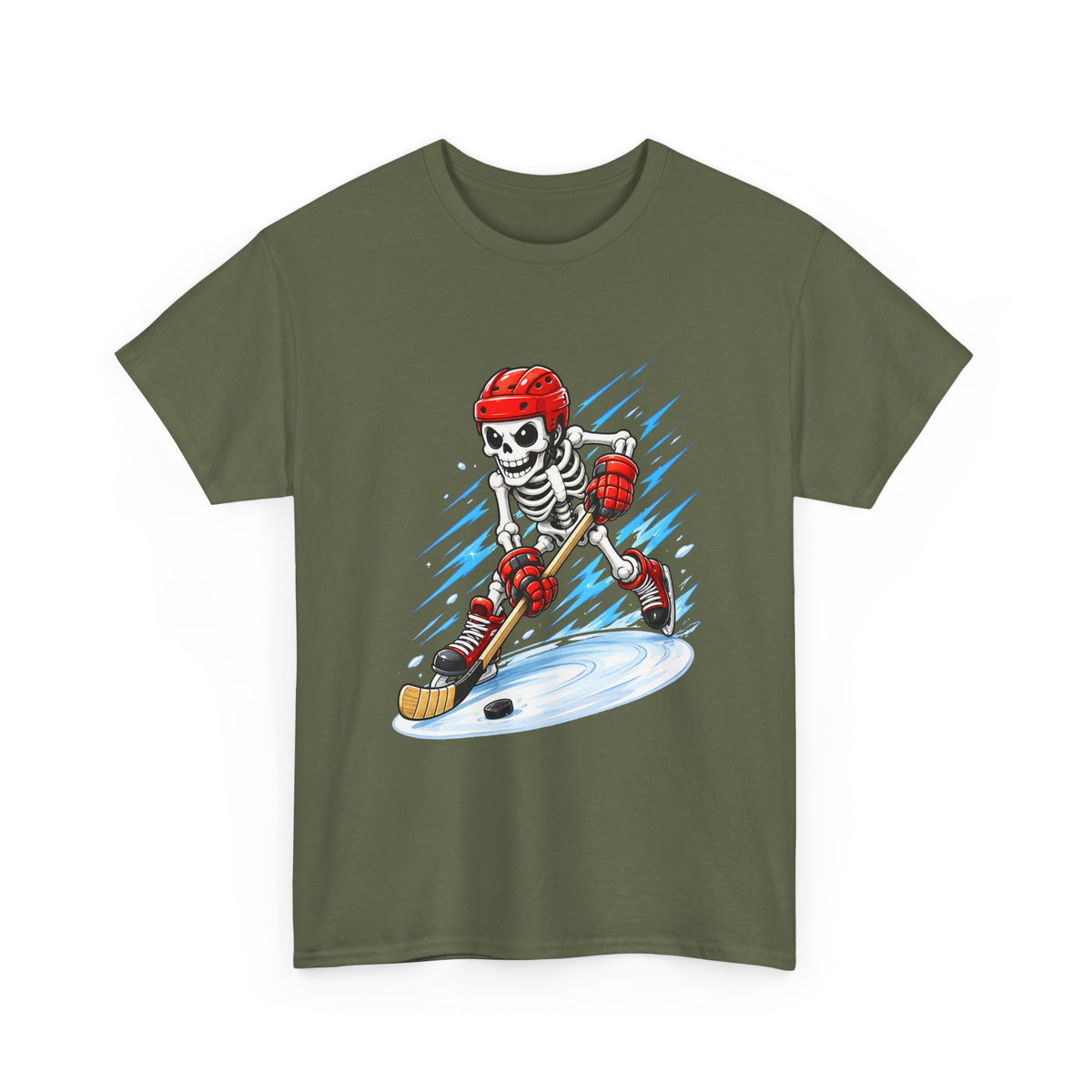 Hockey Skeleton Player T‑Shirt — Skull Ice Hockey Graphic Tee