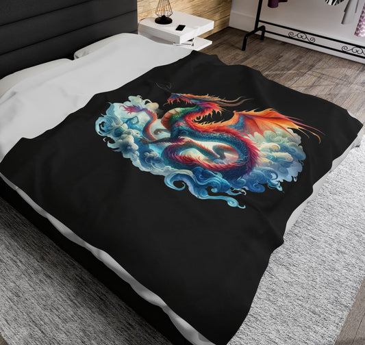Throw, Dragon, Velveteen Plush, Blanket