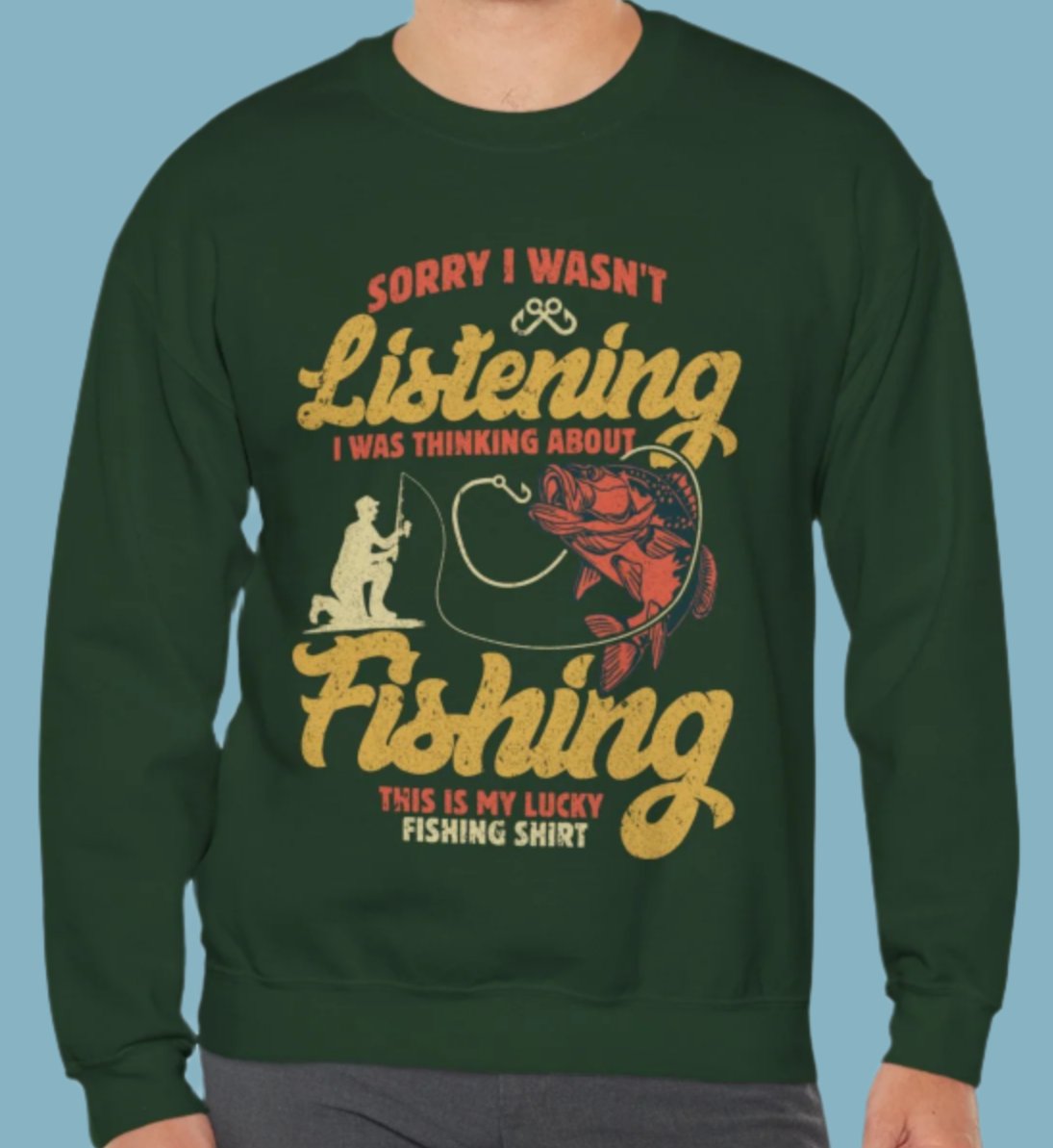Sweater, Fishing, Crewneck, Sweatshirt
