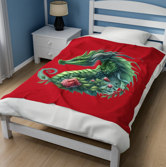 Throw, Dragon, Velveteen Plush, Blanket
