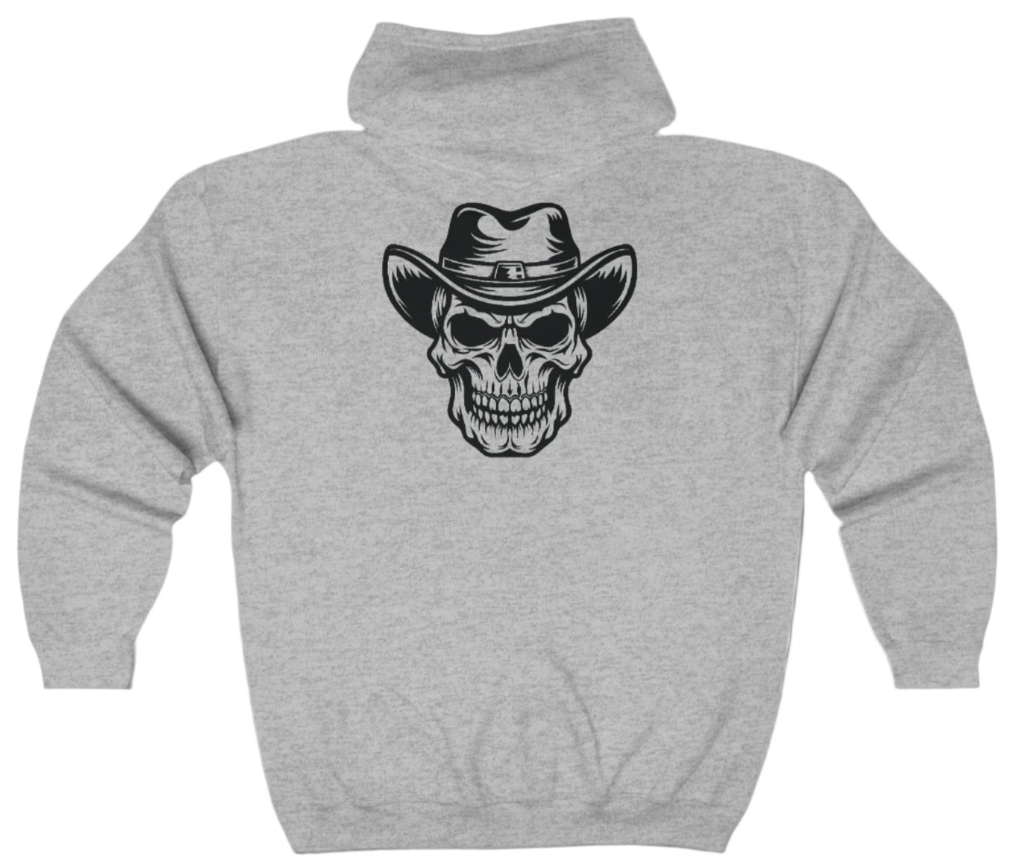 Zip Up, Hoodie, Zipper, Cowboy Skull, Hooded Sweatshirt
