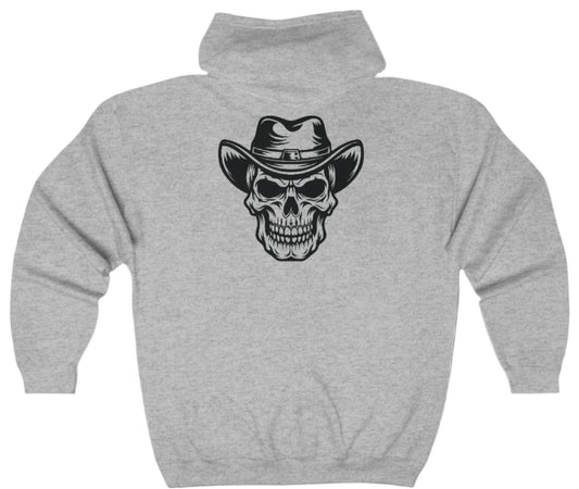 Zip Up, Hoodie, Zipper, Cowboy Skull, Hooded Sweatshirt