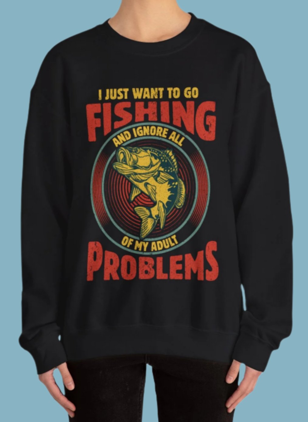Sweater, Fishing, Crewneck, Sweatshirt