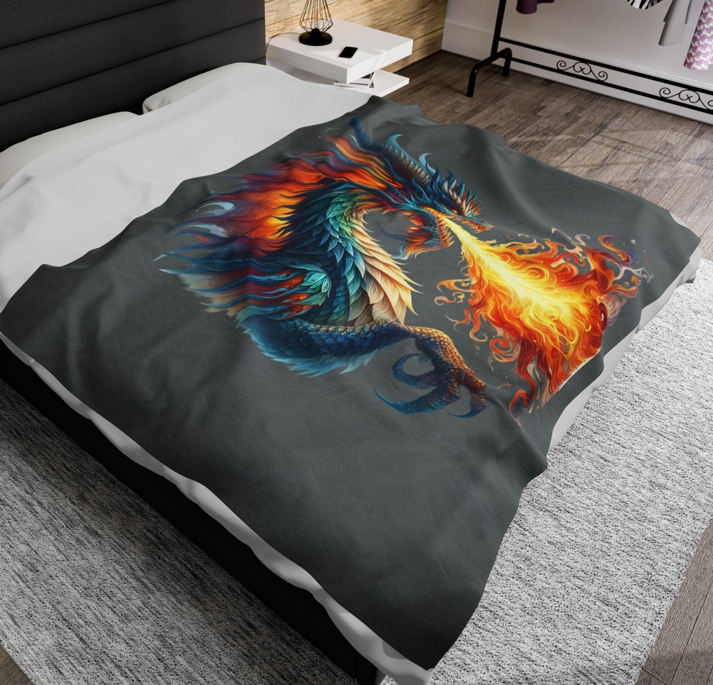 Throw, Dragon, Velveteen Plush, Blanket