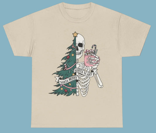 T-shirt, Hallowe'en, Christmas, Scary Merry Holiday, Cotton Tee