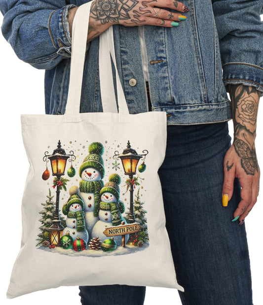 Shopping Bag, Christmas, Winter, Canvas, Natural, Tote, Carry All