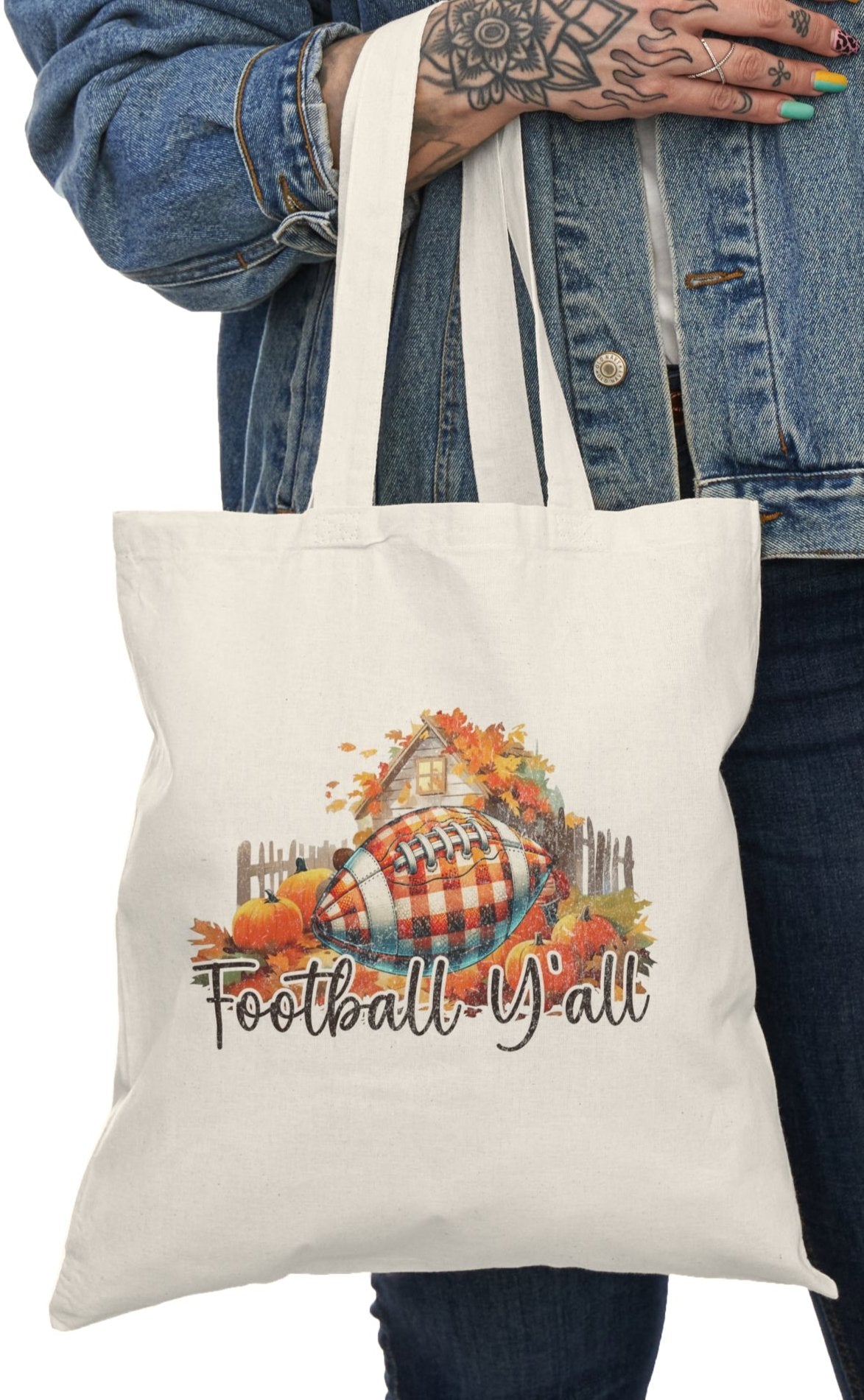 Tote, Autumn, Football, Natural Canvas, Shopping Bag