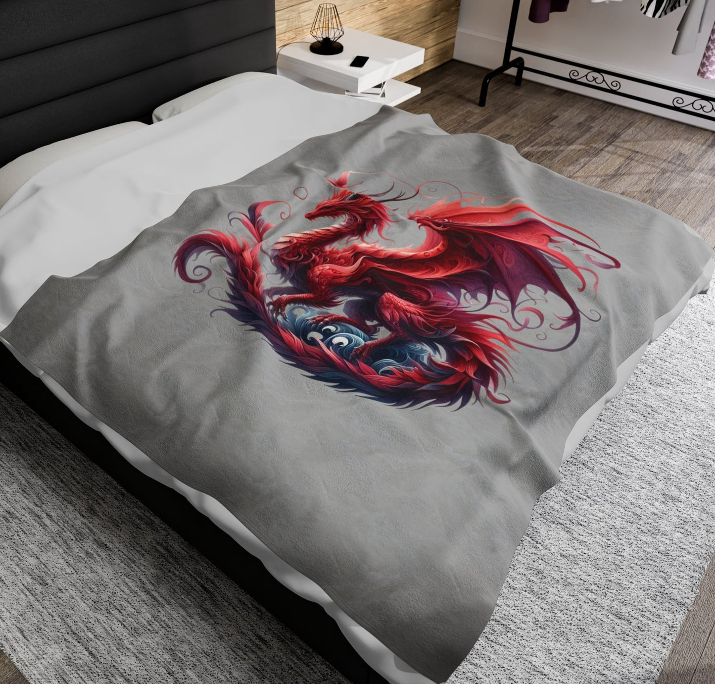 Throw, Dragon, Velveteen Plush, Blanket