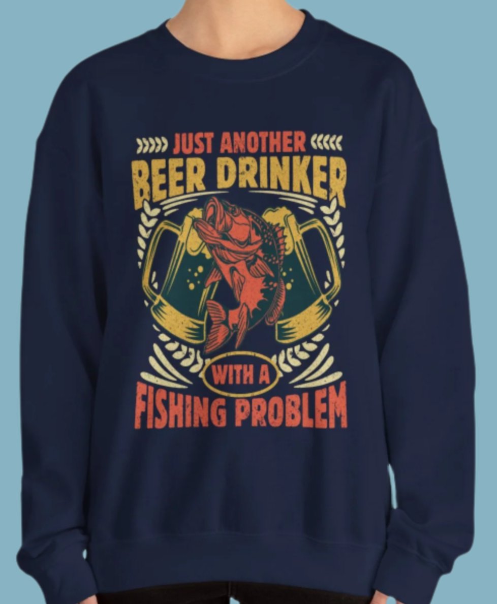 Sweater, Fishing, Beer, Crewneck, Sweatshirt