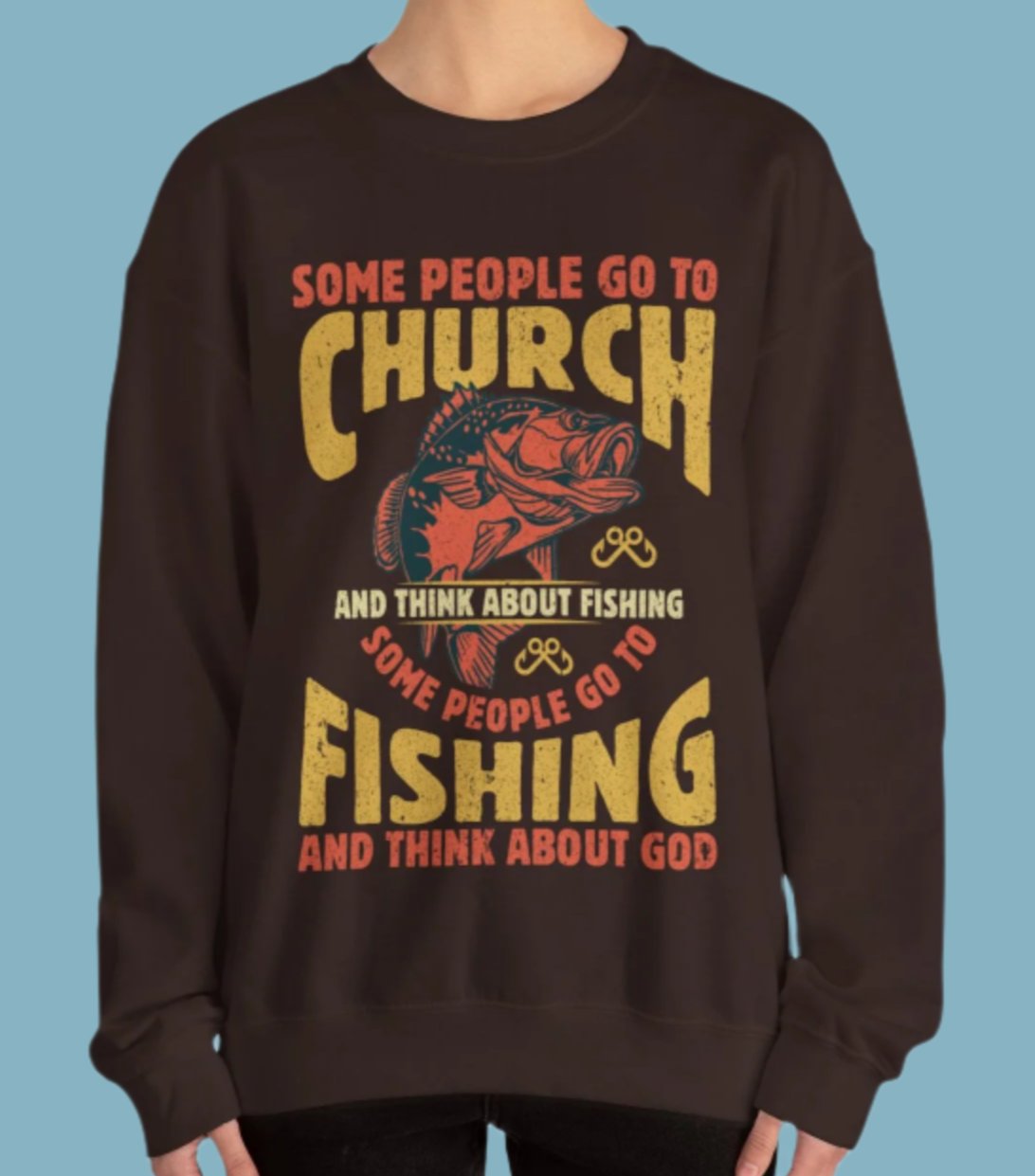 Sweater, Fishing, Crewneck, Sweatshirt