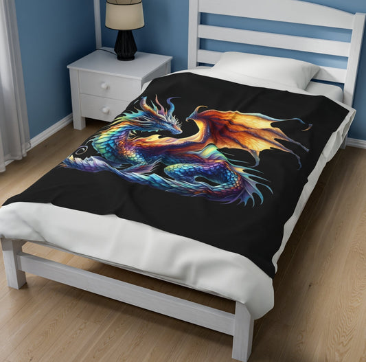 Throw, Dragon, Velveteen Plush, Blanket