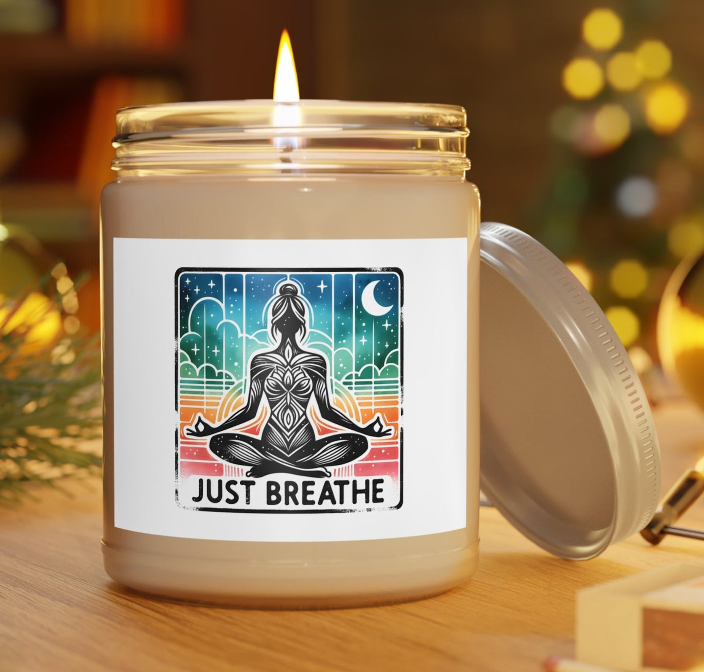 Candle, Jar, Just Breath, Yoga, Scented