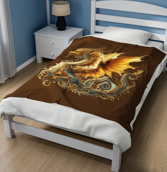 Throw, Dragon, Velveteen Plush, Blanket